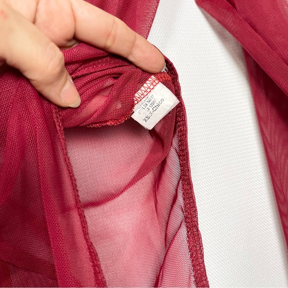 🌸 4/$20 Twist Plunge Sheer bodysuit XS red - Picture 5 of 6